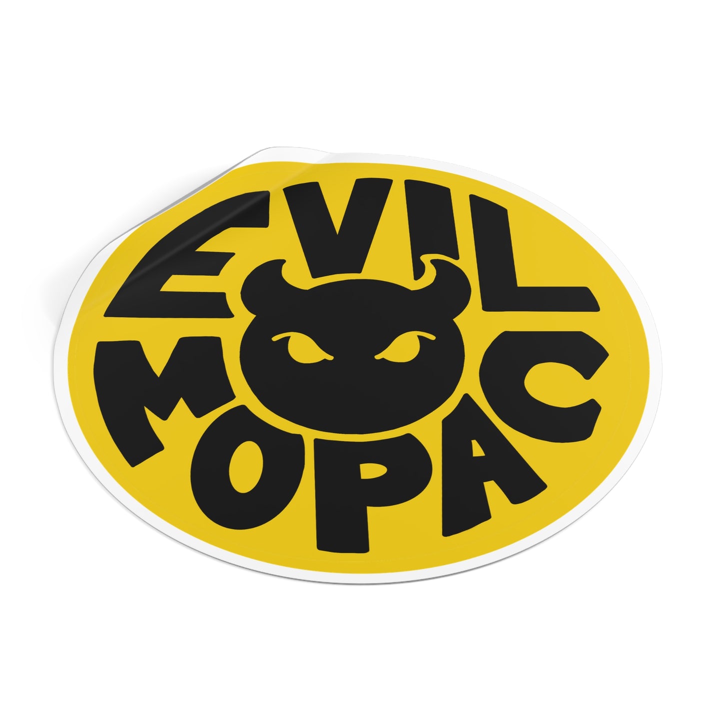 Evil MoPac Round Vinyl Stickers, Design #1