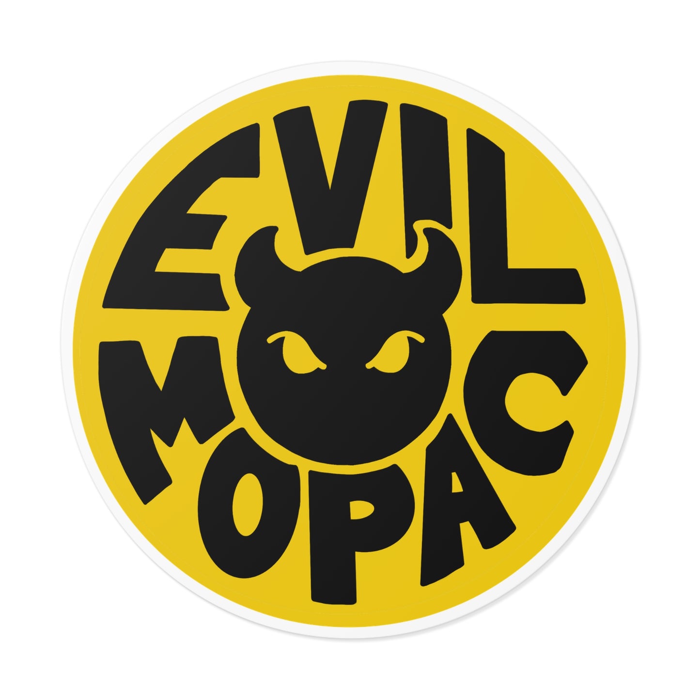 Evil MoPac Round Vinyl Stickers, Design #1
