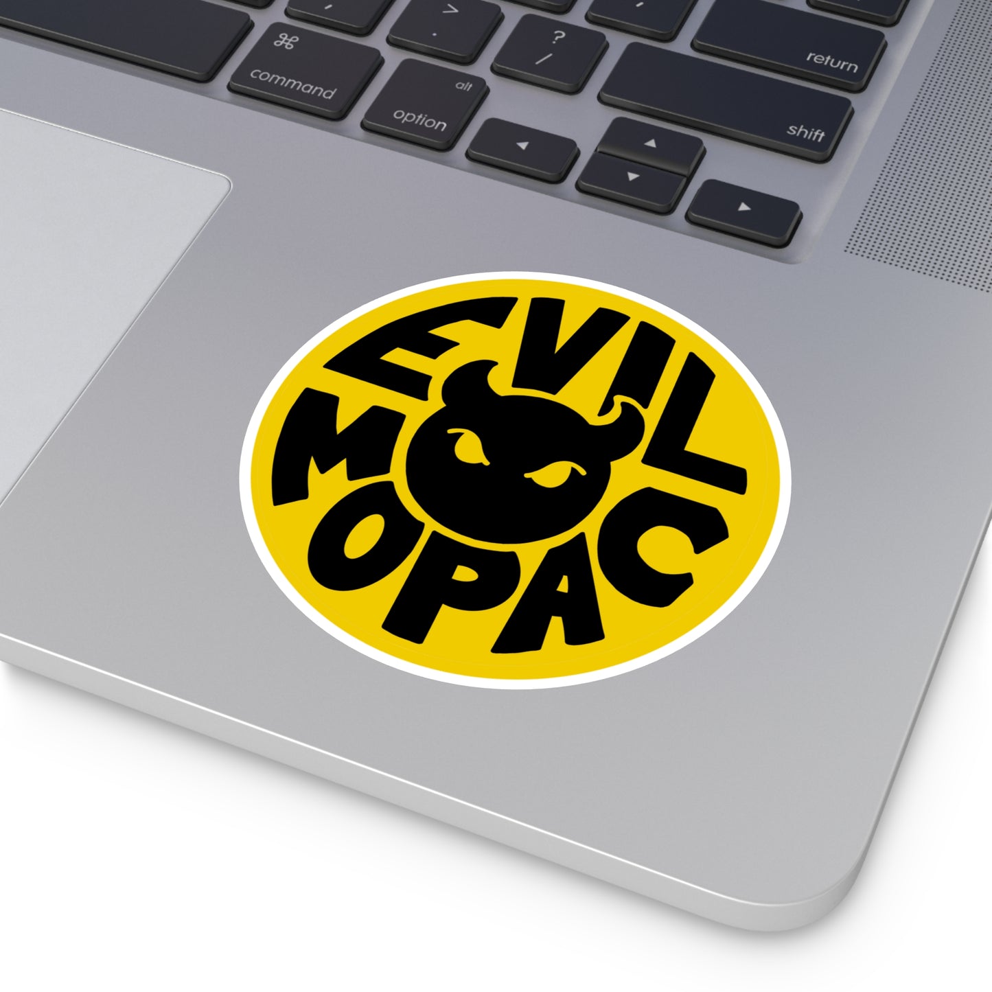 Evil MoPac Round Vinyl Stickers, Design #1