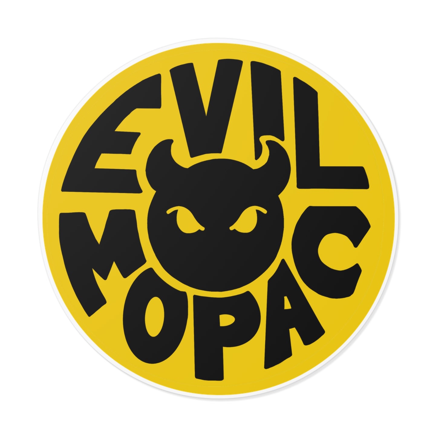 Evil MoPac Round Vinyl Stickers, Design #1