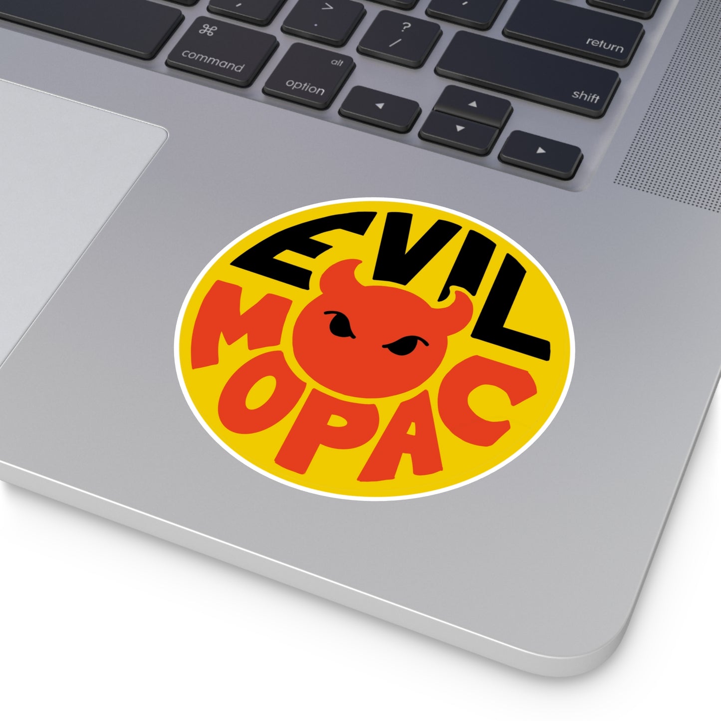 Evil MoPac Round Vinyl Stickers, Design #2