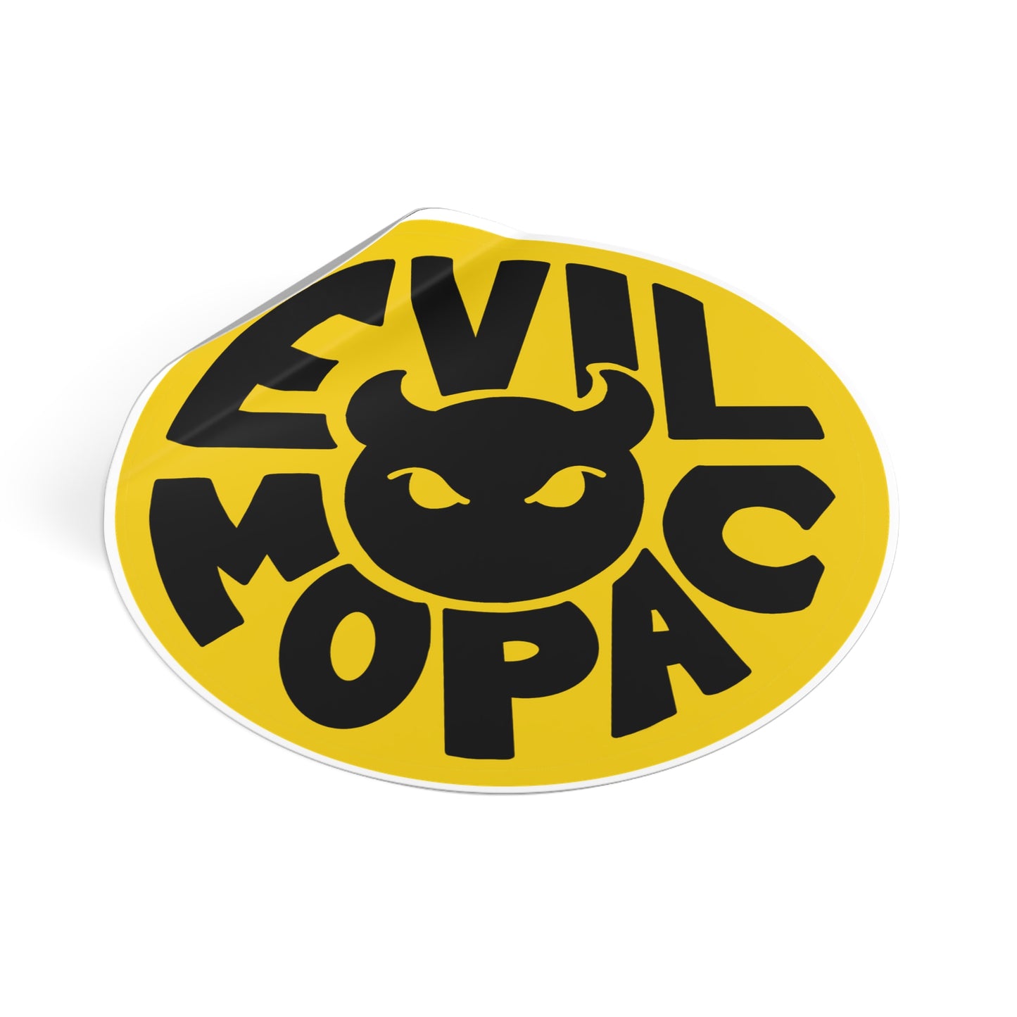 Evil MoPac Round Vinyl Stickers, Design #1